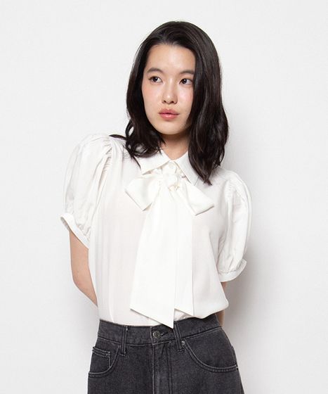 希少　ALGONQUINS 初期　リボン付きブラウス　00s 半袖リボン付きブラウス[商品：PN26SS-066] - PUNYUS Online Store