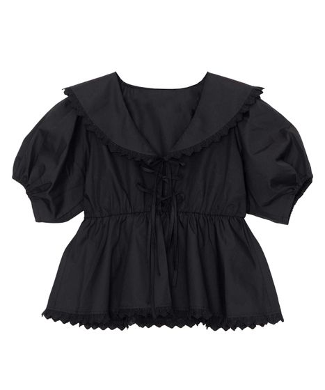 フリルビッグカラー半袖ブラウス[商品：PN26SS-083] - PUNYUS Online