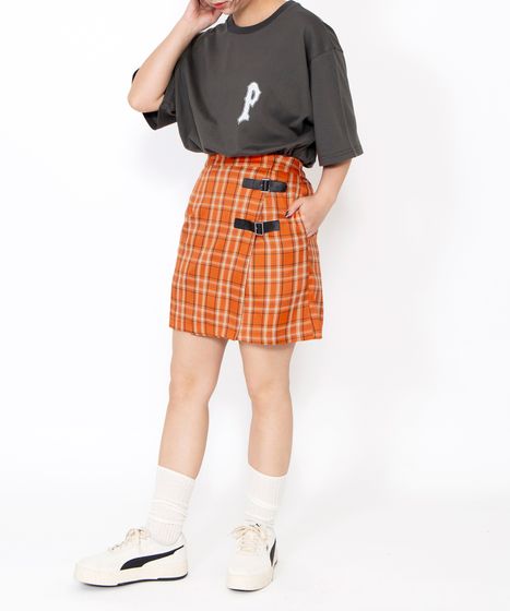 チェック柄ラップミニスカート[商品：PN26SSR-006] - PUNYUS Online