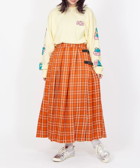 中綿ベスト・ラップスカート　ぬくぬくらくちん チェック柄ラップスカート[商品：PN26SSR-007] - PUNYUS Online Store