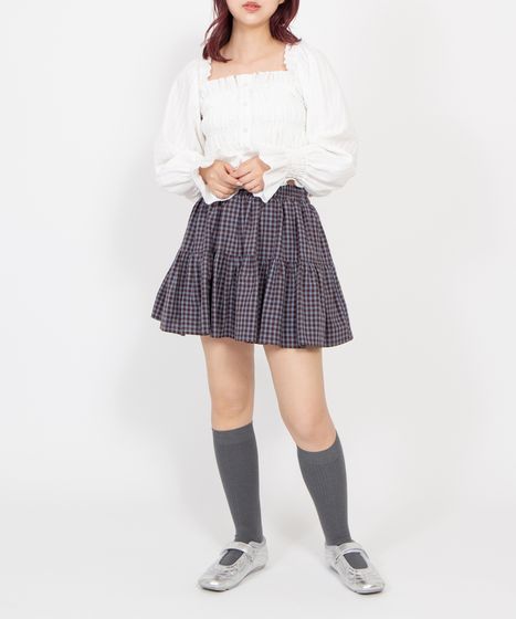 2wayギンガムチェックブラウス[商品：PN26SSR-009] - PUNYUS Online