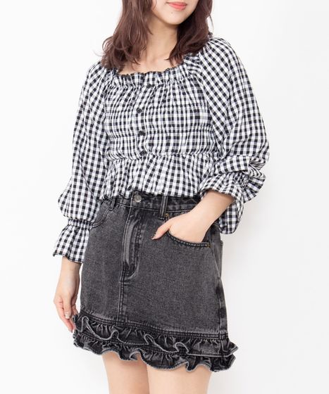 yoriギンガムオーガンジーブラウストップスdrawerayakoblamink ànuke online store（アンヌーク） / 2way Cottonorgandy Blouse2way