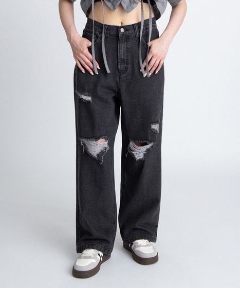 ダメージレギュラーデニムパンツ[商品：PN26T-003] - PUNYUS Online