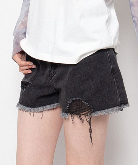 ダメージデニムショートパンツ[商品：PN26T-007] - PUNYUS Online