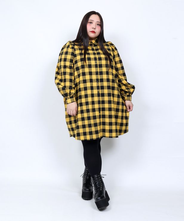 パフスリーブチェックシャツワンピース 商品 Pnaw 080 Punyus Online Store 公式通販