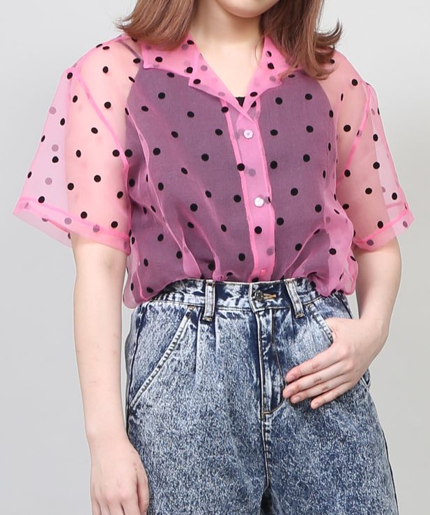 ドット柄シースルーシャツ 商品 Pnss 110 Punyus Online Store 公式通販