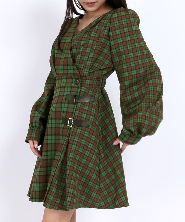 チェック柄カシュクールワンピース 商品 Pn21aw 055 Punyus Online Store 公式通販