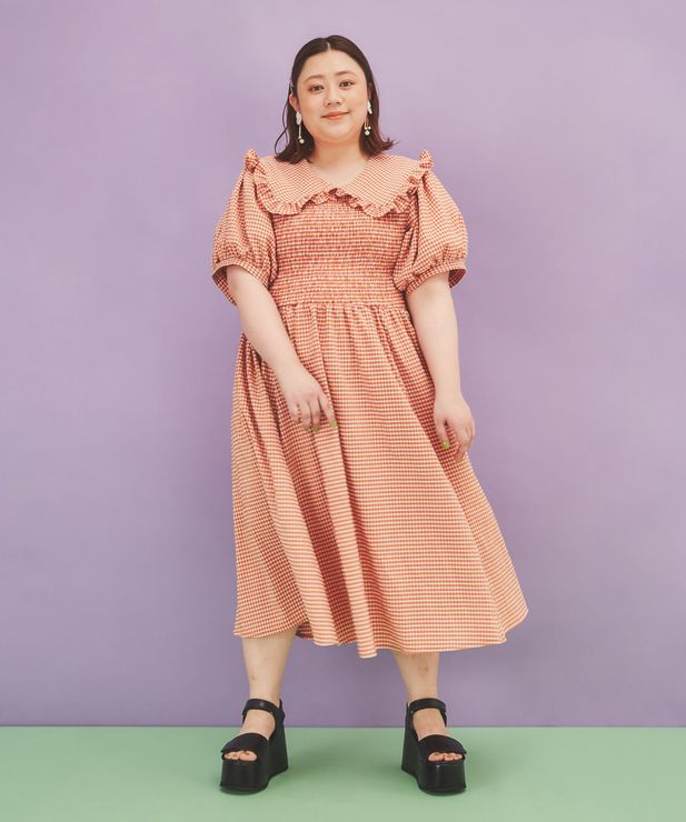 ビッグカラーギンガムチェックワンピース 商品 Pn22ss 062 Punyus Online Store 公式通販
