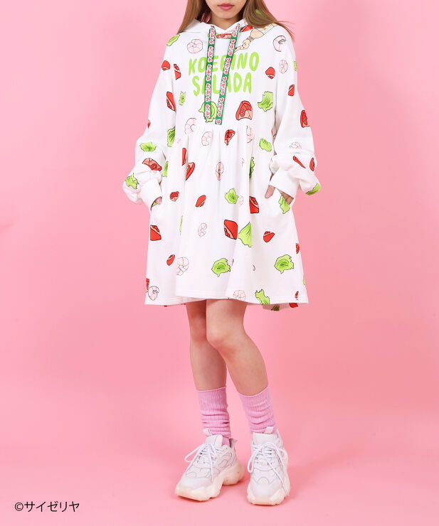 サイゼリヤメニュー総柄パーカーワンピース[商品:PNSZ21AW-015 ...