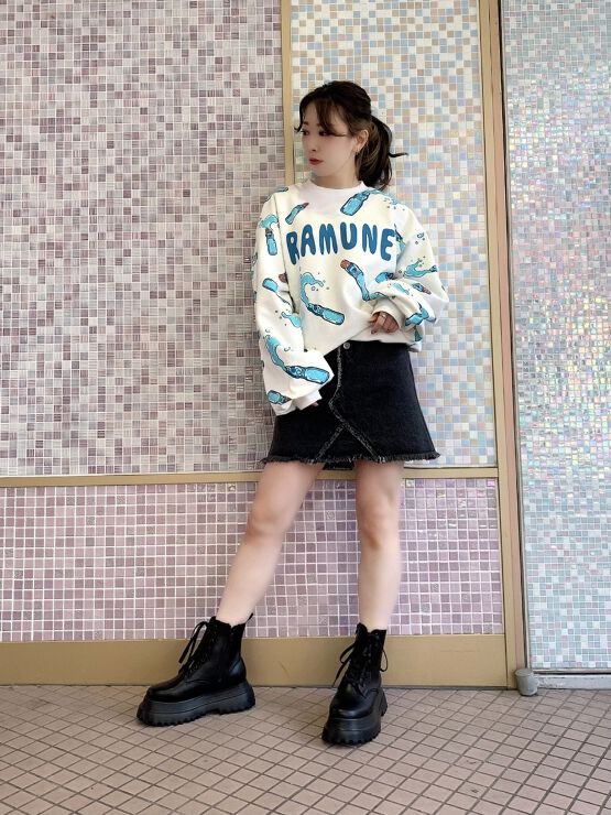 なる様　印半纏のスカート 38．5／－インディゴガーゼわた柄刺繍 フレアーギャザースカート